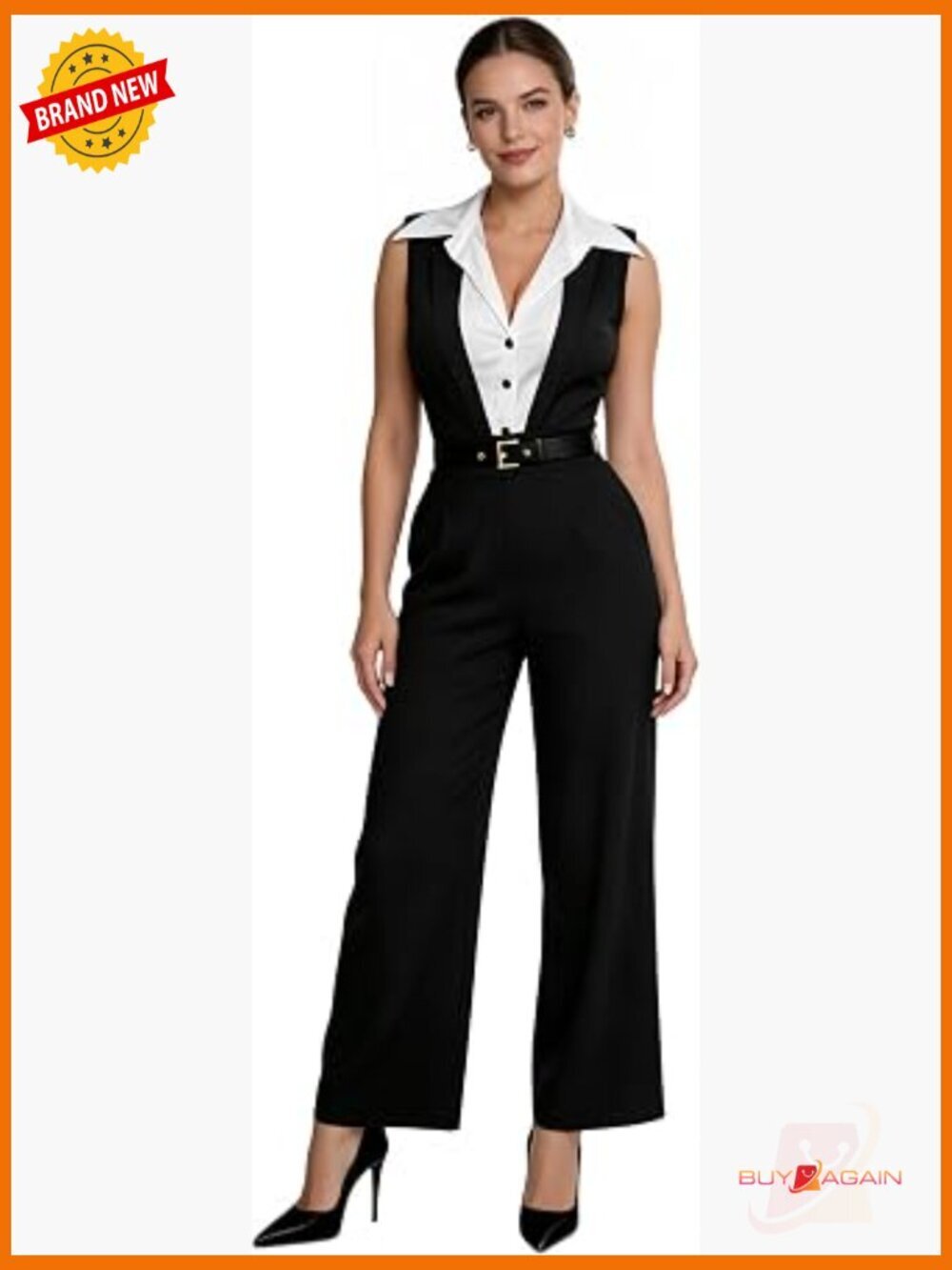V Neck Sleeveless Wide Leg Jumpsuit Romper Dressy Casual One Piece Outfit
